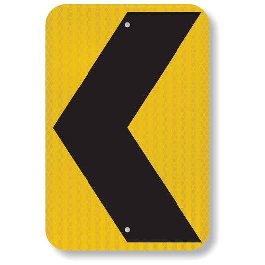 SmartSign 18 x 12 inch Chevron Left Arrow MUTCD-Compliant Metal Sign, 63 mil Aluminum, 3M Laminated High-Intensity Grade Reflective Material, Black and Yellow, Made in USA 12" x 18" Hi Intensity Grade Reflective Aluminum