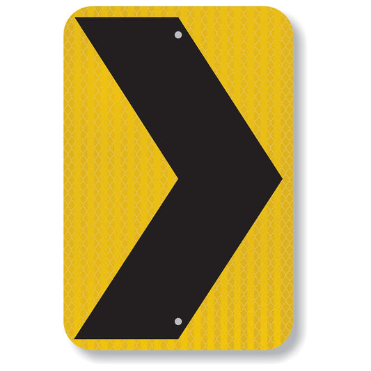 SmartSign 18 x 12 inch Chevron Right Arrow MUTCD-Compliant Metal Sign, 63 mil Aluminum, 3M Laminated High-Intensity Grade Reflective Material, Black and Yellow, Made in USA 12" x 18" Hi Intensity Grade Reflective Aluminum