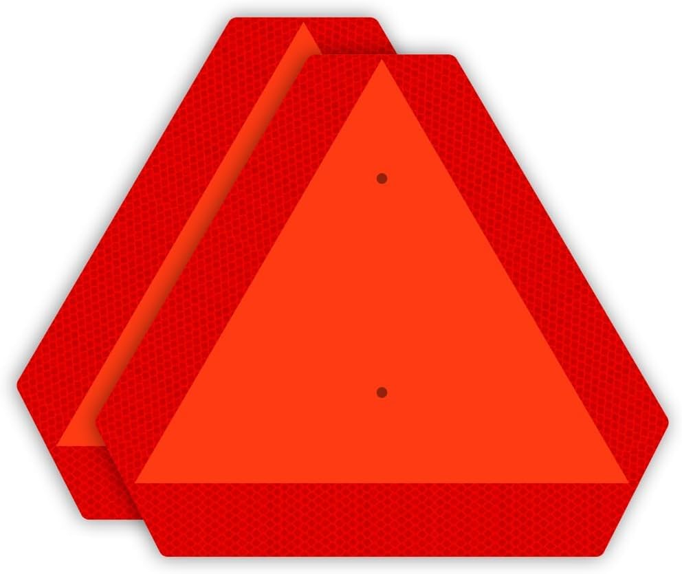 Ignixia Slow Moving Vehicle Sign, Rust free Aluminium Slow Moving Vehicle Triangle signs, 14”x 16” Inches Orange base with Reflective border, SMV Sign for Golf Cart, UTV, safety signs (Aluminum 02Pcs) Aluminum 02Pcs