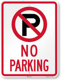 SmartSign 24 x 18 inch “No Parking” Metal Sign with Symbol, 80 mil Aluminum, 3M Laminated Engineer Grade Reflective Material, Red, Black and White