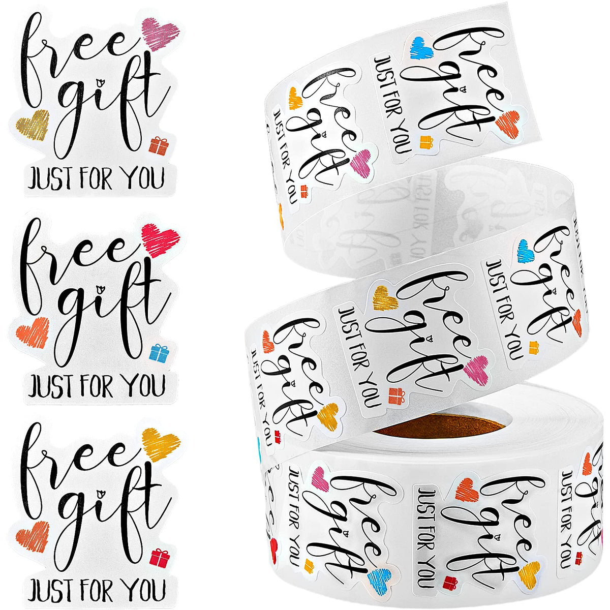 Chuangdi 1000-piece Just for You labels and stickers roll with irregular shapes, thank you notes, for packaging and small business use.