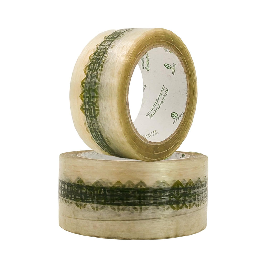 Biodegradable Packing Tape | Plant-Based Cellulose Packaging Tape | Heavy Duty All-Purpose Adhesive for Shipping, Moving, Office, Crafts | Easy-Tear, Low-Noise, Clear - 3pk 1.93 in x 70 yds 1.93 in (Printed) 3