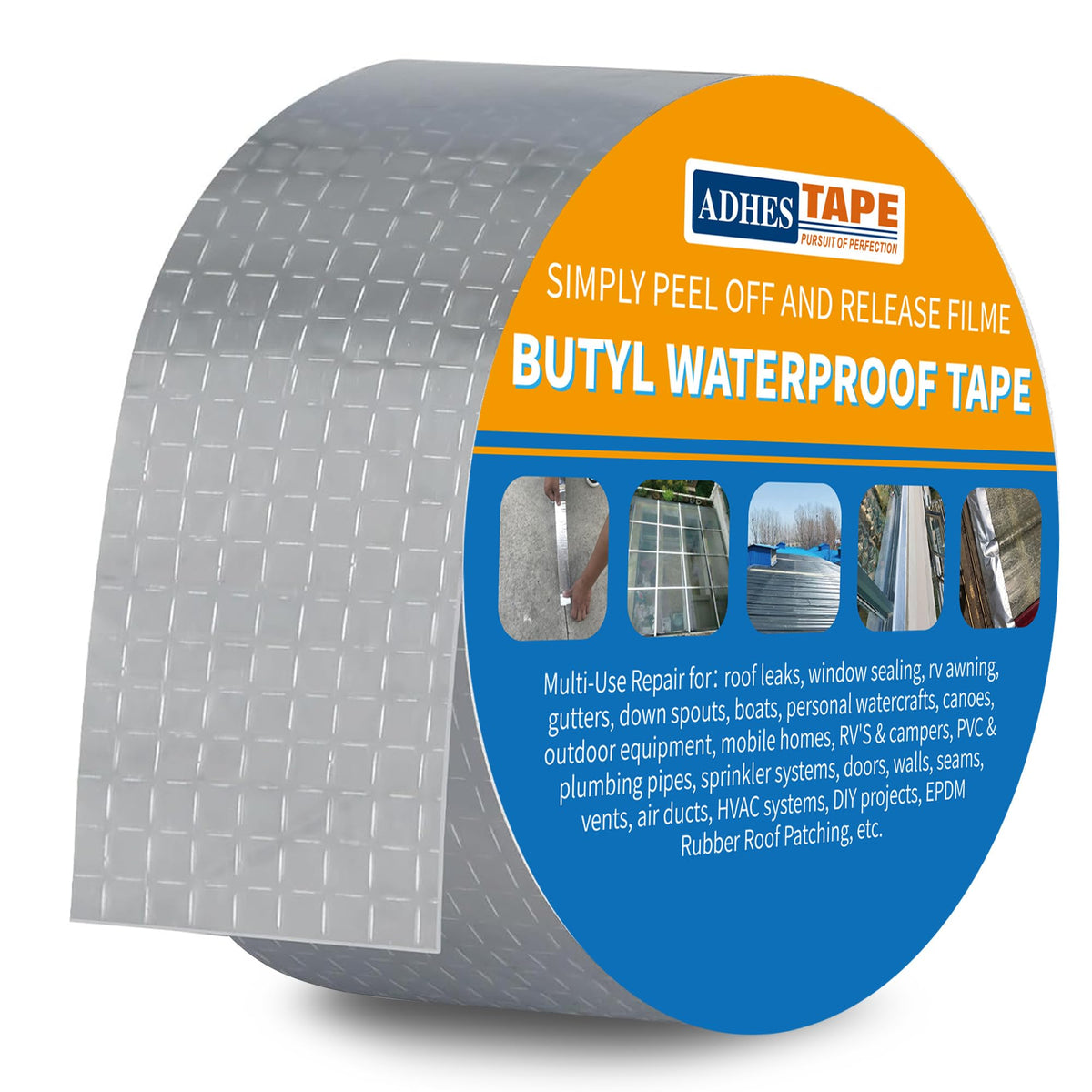 ADHES Butyl Tape Waterproof Tape, 2inch x 16feet Aluminum Foil Tape 2 inches x 16 feet Silver 1