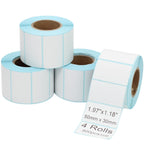 Self Adhesive Label Sticker 4 Rolls, Blank White Rectangle Address Thermal Label Roll Sticky Write On Note Mark for Office Kitchen Printer