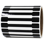 Black blank tamper labels for medication, 0.5 x 4 inches, 500 total labels, produced by , shown on a white background.