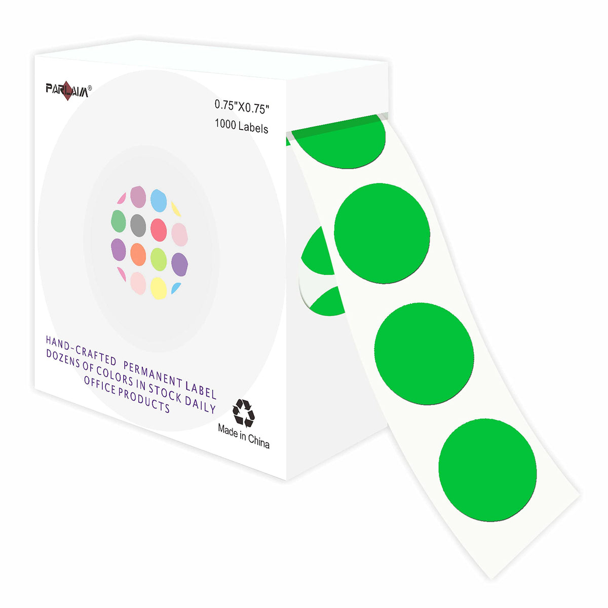 PARLAIM 3/4 Inch Roll Color Coding Labels,1000 per Roll Round Permanent Adhesive Color Coding Circle Dot Stickers for Classroom Office Home (Green) Green 1 Roll-1000 Pack