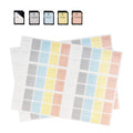 Kiorafoto 120-pack printable adhesive labels for SD, microSD, XQD, CF, USB drives, perfect for memory card organization.