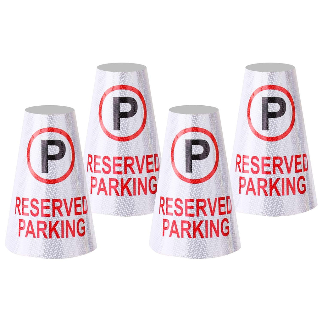 BATTIFE 4 Pack Adhesive Reserved Parking Reflective Traffic Cone Stickers