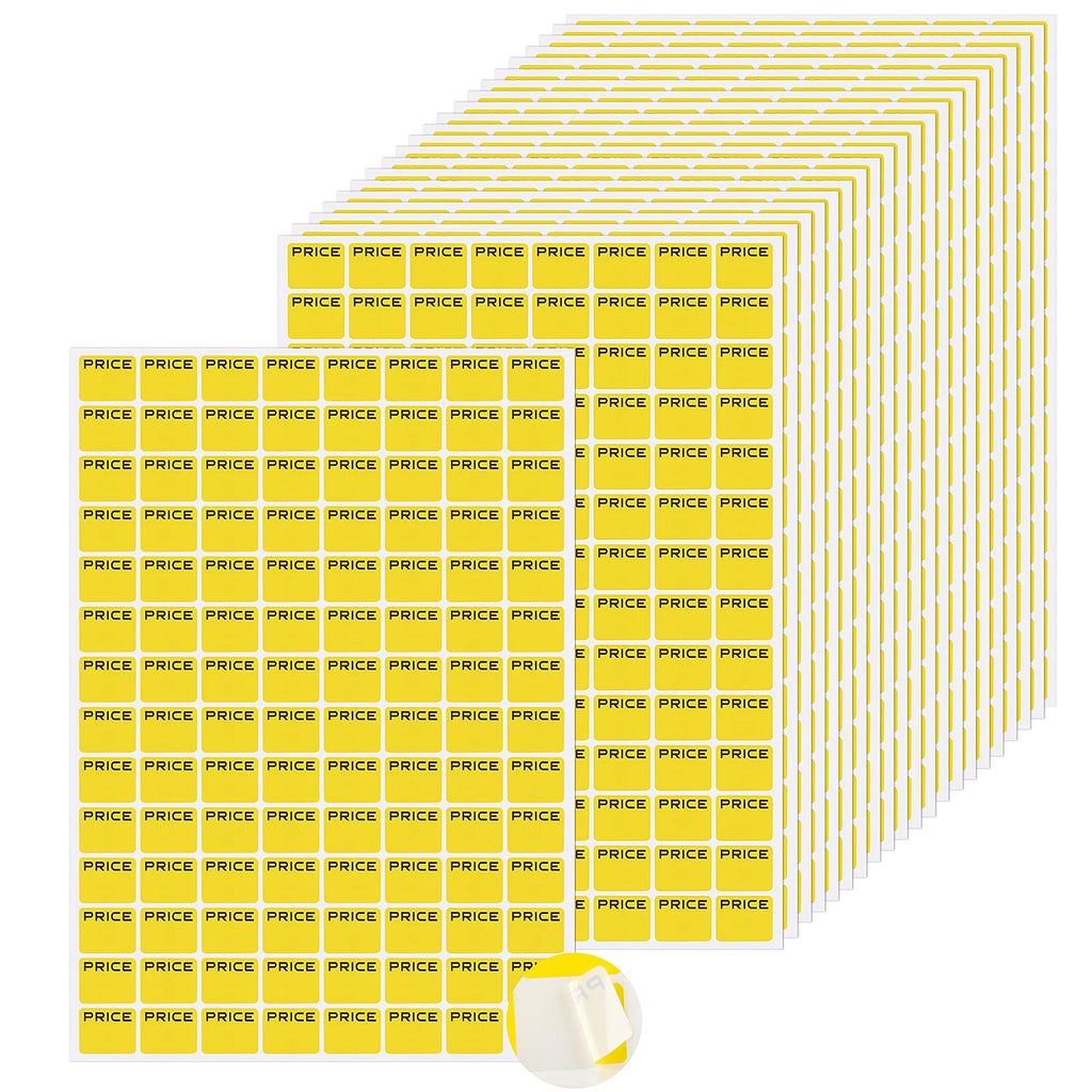 Bright yellow garage sale stickers with preprinted pricing labels, 2464 pieces on 22 sheets, ideal for yard sale pricing by Tiyaogm.