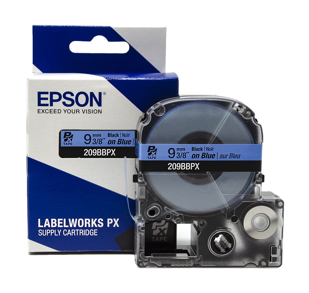 Epson LABELWORKS 209BBPX Label Tape - Black on Blue - 3/8" (9mm), 30ft 9mm
