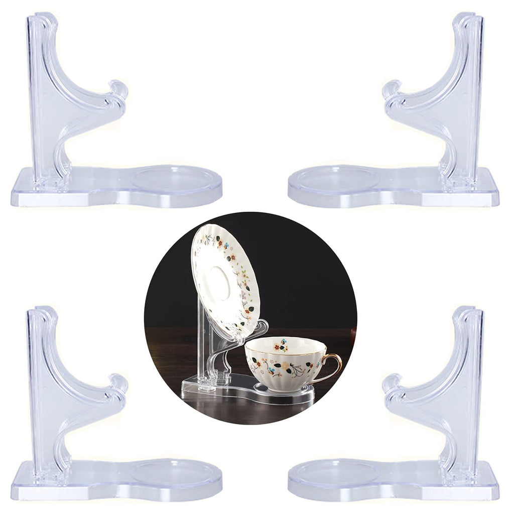 Tea Cup and Saucer Display Stands Coffee Teacups Shelf Display Rack High Legs 4 Packs
