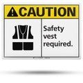 TRADESAFE Caution Safety Vest Required Sign, Aluminum PPE Safety Signs