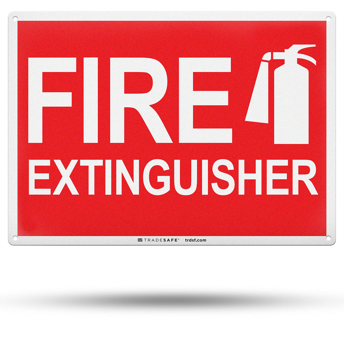 TRADESAFE Fire Extinguisher Sign - Fire Sign with Fire Extinguisher Logo, Quick Install Aluminum Safety Sign, Light Reflective, UV-Resistant, Waterproof, 14” X 10” Fire Safety Signs For Business Fire Extinguisher 14x10in