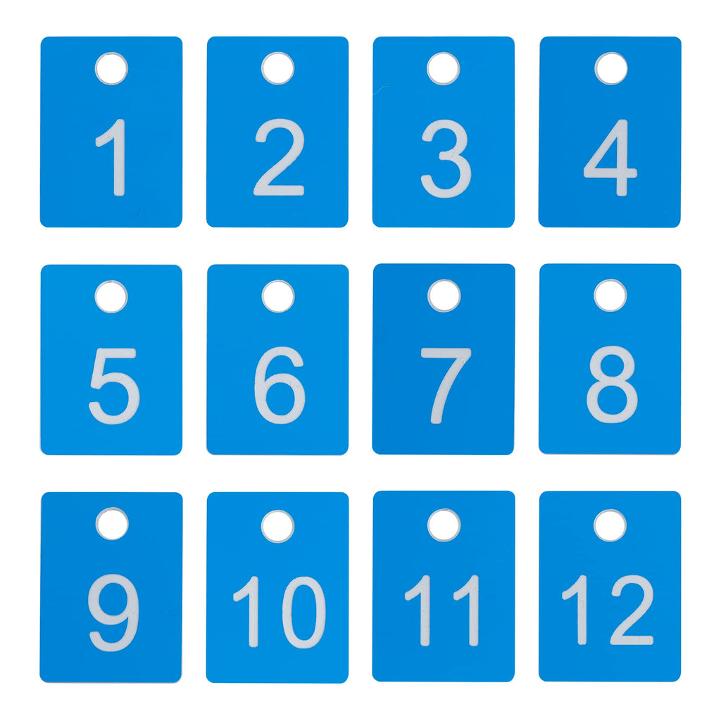 ABS Plastic Rectangle Numbered Tags ID Tags with Hole (1-50, Blue) 1-50