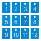 ABS Plastic Rectangle Numbered Tags ID Tags with Hole (1-50, Blue) 1-50