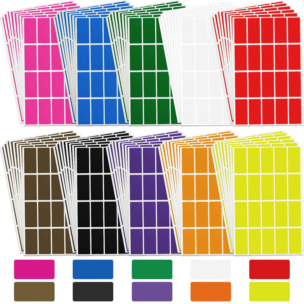 Marspark 1600 Pieces Rectangular Color Coding Stickers 1.57 x 0.75 Inch