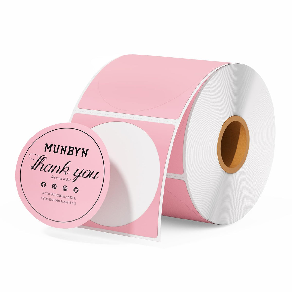 MUNBYN Thermal Label 2 Inch Pink Circle for Logo Design, 750 Sheets/1 Roll 2inch 1
