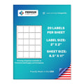 Premium Label Supply White Sticker Square Labels – 2" x 2" – Laser/Inkjet Compatible – (20 per Sheet), 100 Sheets – 2000 Total Adhesive Labels 2000 Labels