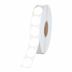 1500 PCS round white color code dot stickers on a roll, permanent inventory labels with perforation line from Hebayy for office or retail use.
