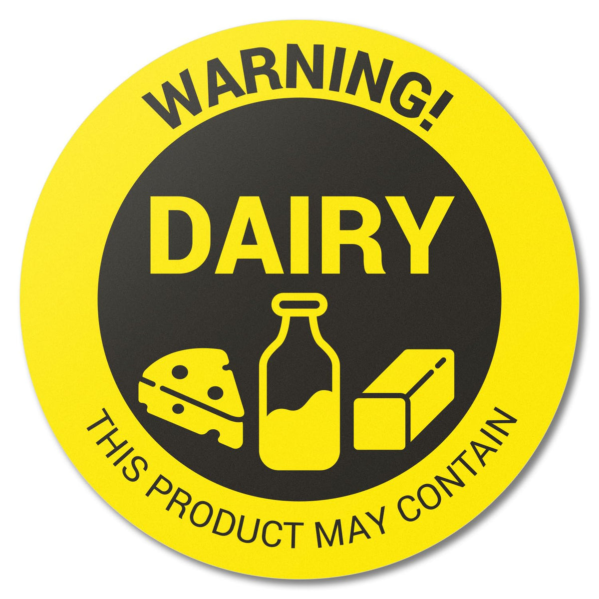Dairy Allergen Label Stickers, 1.5 inch Circle, 900 Labels Contains: Milk