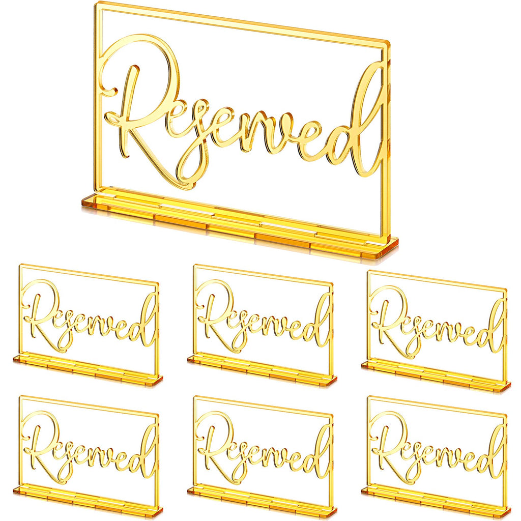 Yalikop 6 Pcs Acrylic Reserved Table Signs for Wedding Events, Gold