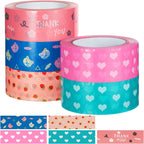 Epakh 5 Rolls Heart Printed Decorative Packing Tape, 1.77 Inch x 110 Yard