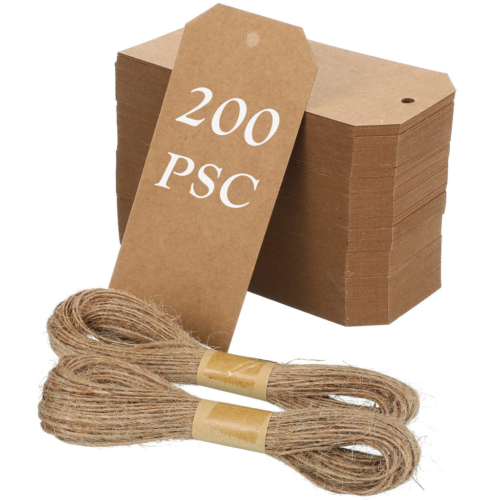 Gersoniel 200 Pcs Kraft Paper Gift Price Name Tags with Strings 4.7"x2.4"