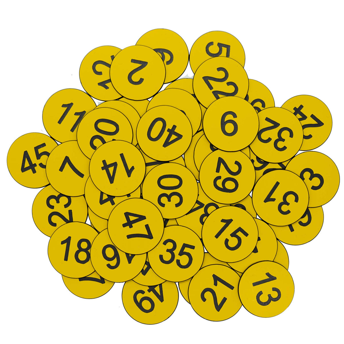 Plastic Number Tags Engraved Numbered Tags Without Hole (101-200, Yellow) 101-200