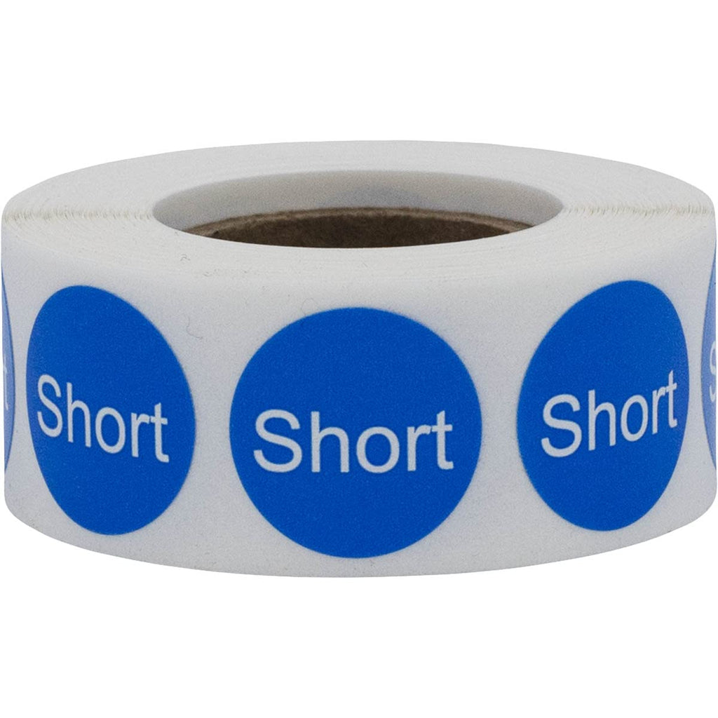 Color-coding Short Round Clothing Size Labels , 0.75 inch stickers for clothing size identification, 500 total.