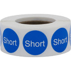Color-coding Short Round Clothing Size Labels , 0.75 inch stickers for clothing size identification, 500 total.