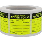 Two sheets of 2x2 inch veterinary medication labels with 500 stickers, featuring clear medication and dosage information.