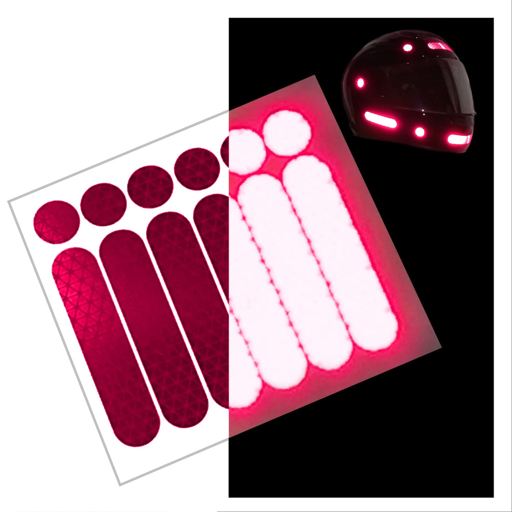 customTAYLOR33 High Intensity Grade Reflective Safety Decals/Stickers for Motorcycle, Bicycle, Snowboarding, Racing Helmets or Vehicles (Set of 2 (12 Strips & 12 Circles), Special Edition Hot Pink) Set of 2 (12 Strips & 12 Circles)
