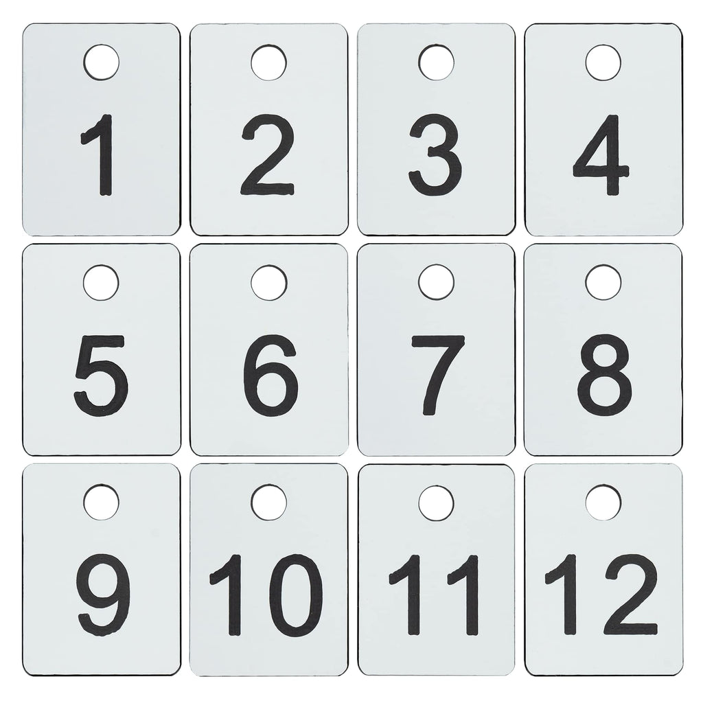 Plastic Numbered Tags Rectangle Key Number Tags Number Disc with Hole (1-100, White) 1-100