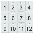 Plastic Numbered Tags Rectangle Key Number Tags Number Disc with Hole (1-100, White) 1-100