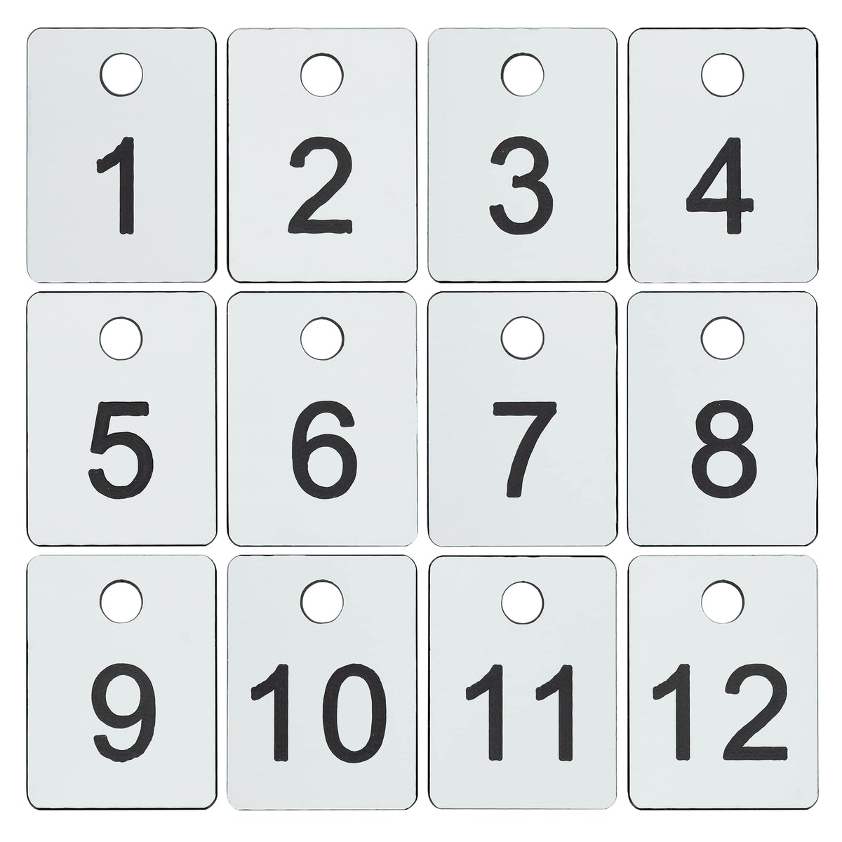Plastic Numbered Tags Rectangle Key Number Tags Number Disc with Hole (1-100, White) 1-100