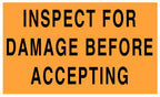 ChromaLabel 3" x 5" Fluorescent Orange Inspect for Damage Labels, 100/Roll 3" x 5"
