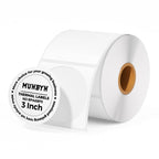 MUNBYN 3 Inch White Circle Thermal Labels for Business, 500 Sheets/1 Roll 3inch 1
