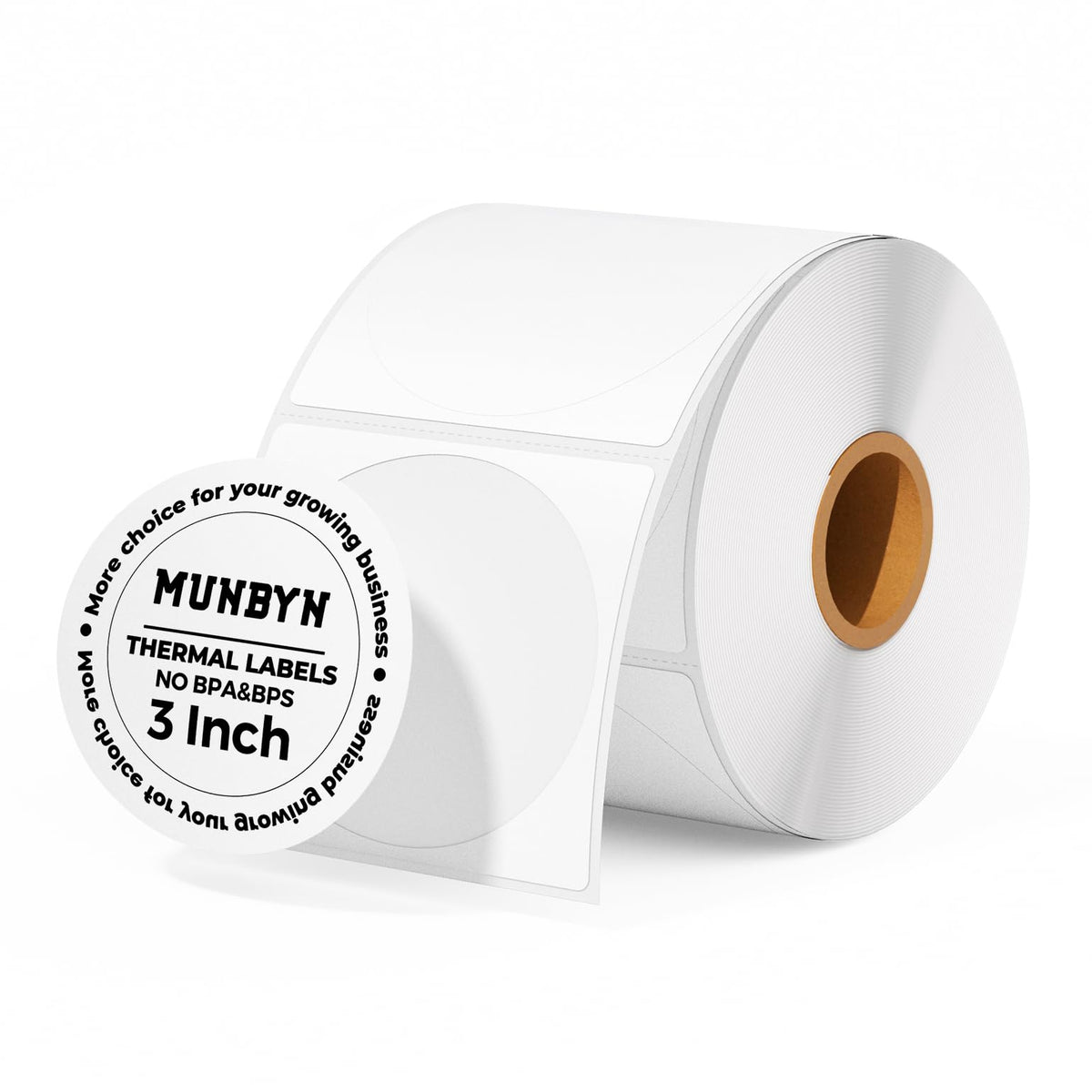 MUNBYN 3 Inch White Circle Thermal Labels for Business, 500 Sheets/1 Roll 3inch 1