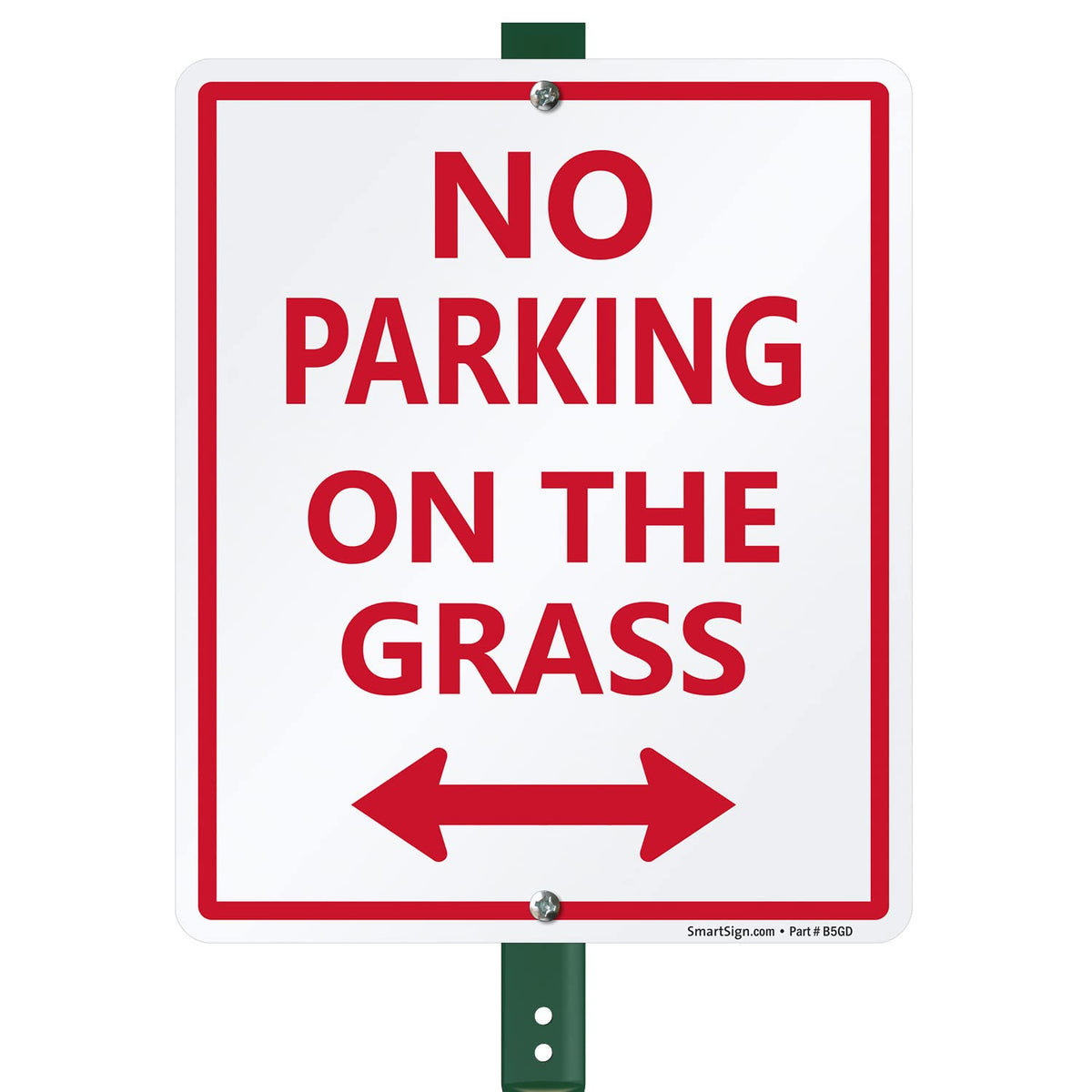 SmartSign 12 x 10 inch “No Parking On The Grass” Arrow Yard Sign with 3 foot Stake, 40 mil Laminated Rustproof Aluminum, Red and White, Set of 1