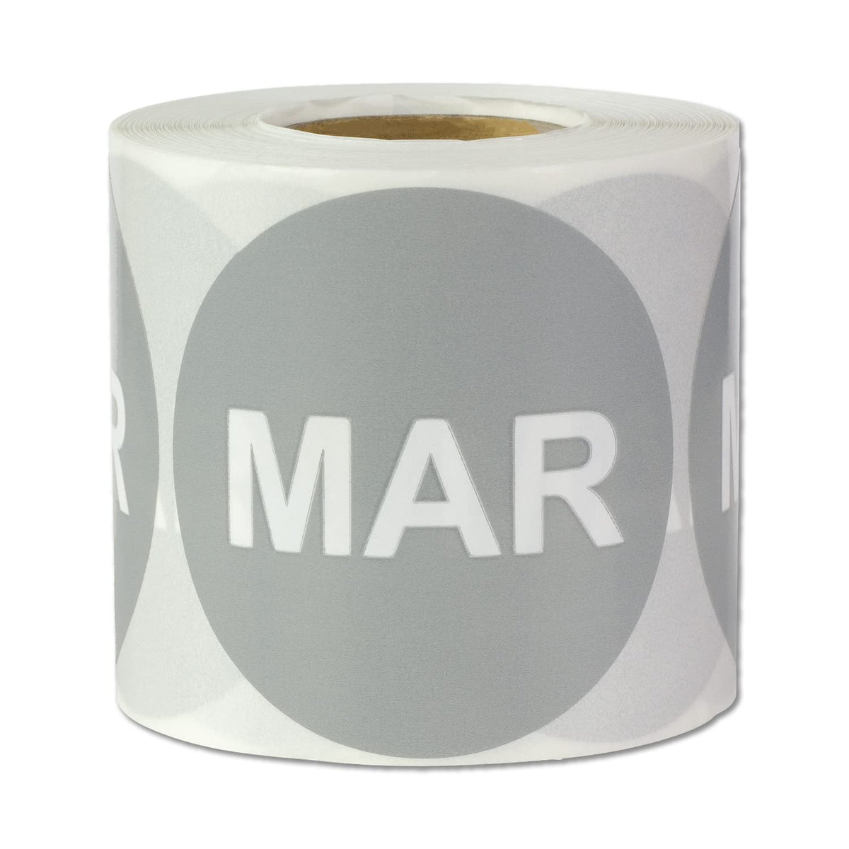 March, Months of the Year (2 inch, Grey - 600 Labels) Circle Dot March Stickers for Perishable Items, Inventory or Medications