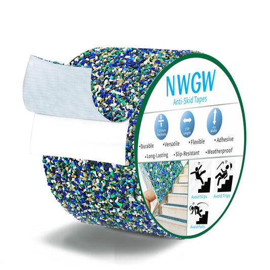 Heavy Duty Anti-Slip Tape for Pool Steps, 4" x15FT Blue Rubber Grip Traction Tape, Indoor/Outdoor Stairs, Waterproof Safety Grip Strips for Wet Areas, Showers, Tubs & Marine, Barefoot Friendly 4 IN Blue&Purple