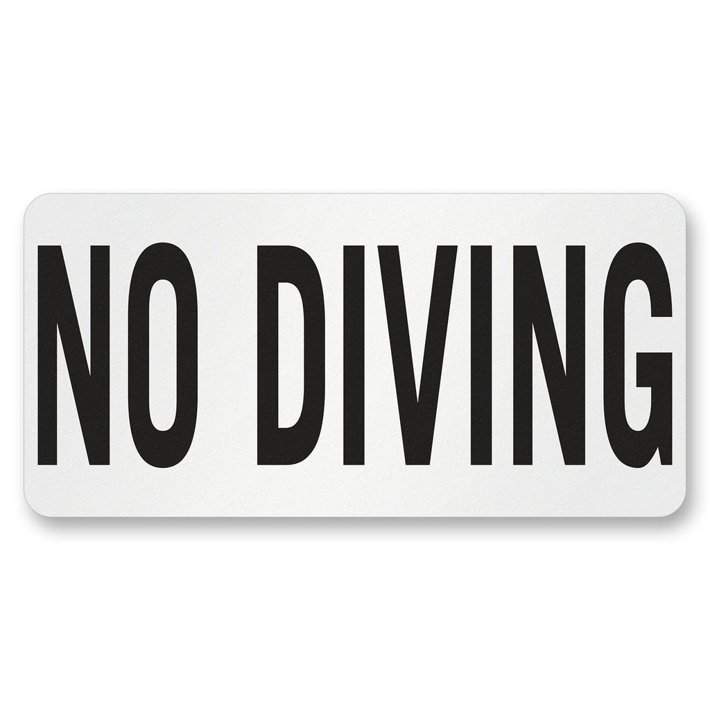 SmartSign 5.75 x 11.75 inch “No Diving” Adhesive Pool Safety Marker/Sign, 20 mil Laminated Vinyl with Anti-Skid Pebbled Surface, Black and White 575 x 1175 inch