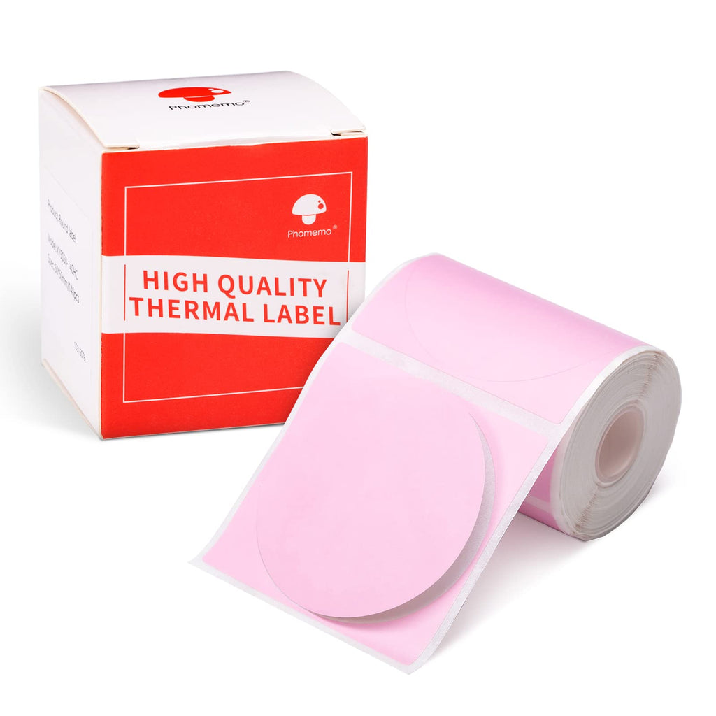 Phomemo Pink Round Thermal Labels,1.96", for M110/M100/M220/M108, 140PCS 1.96" x 1.96"