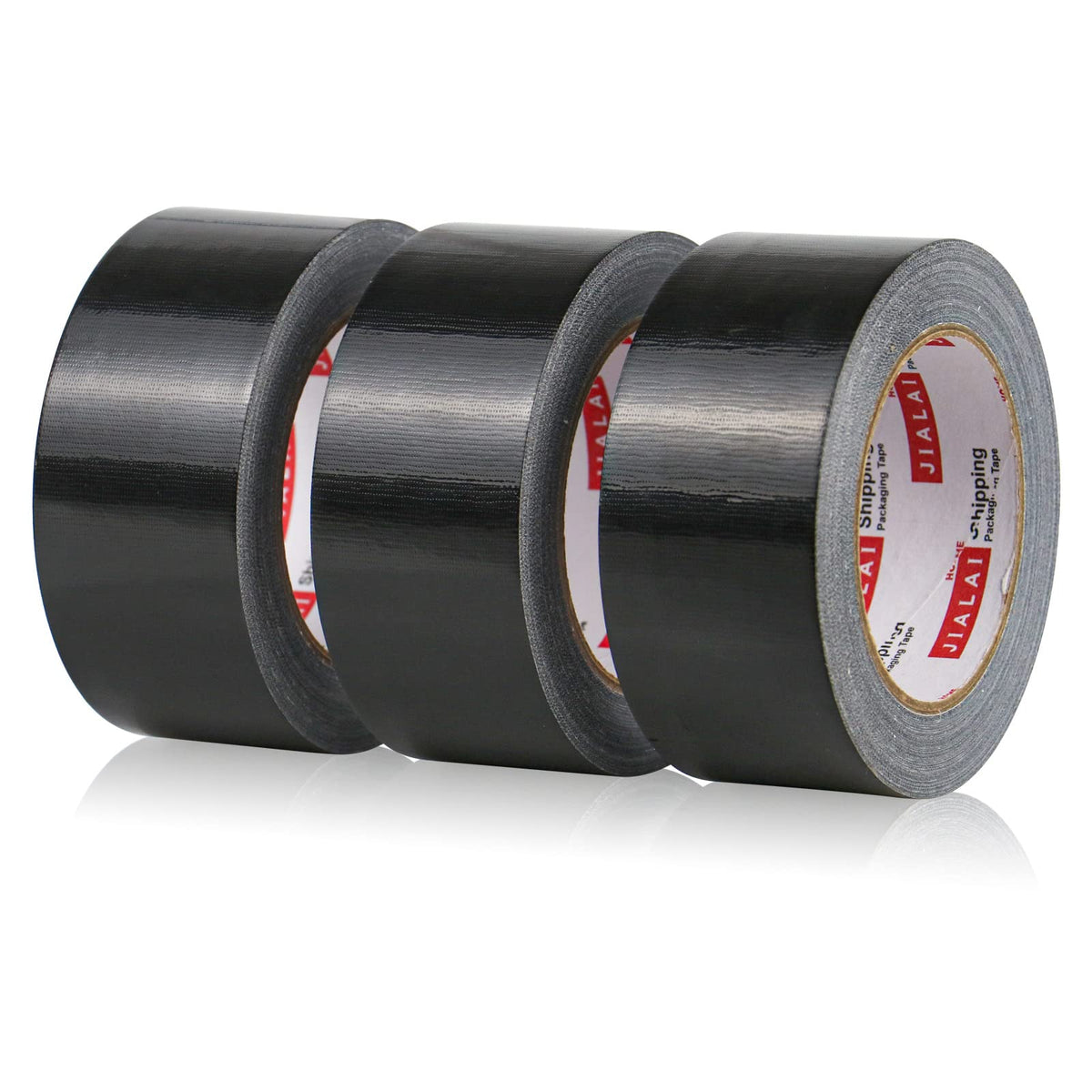JIALAI HOME Heavy Duty Duct Tape, Black Tape 2 Inches x 30 Yards 3-Pack, 8.27 mil, Strong, Flexible, No Residue, All-Weather and Tear by Hand - for Repairs, Industrial, Professional Use