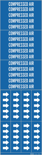 Brady 7060-3C-PK, Compressed AIR Pipe Marker Arrows Vinyl White on Blue 3 per Card, 5 PK, Legend 'Compressed AIR'