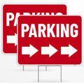 2PC Parking Sign with Stake, 17 Inches by 13 Inches - Double Sided Signs - Corrugated Plastic - Parking Sign for Event with Stand 2 Pack