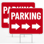 2PC Parking Sign with Stake, 17 Inches by 13 Inches - Double Sided Signs - Corrugated Plastic - Parking Sign for Event with Stand 2 Pack