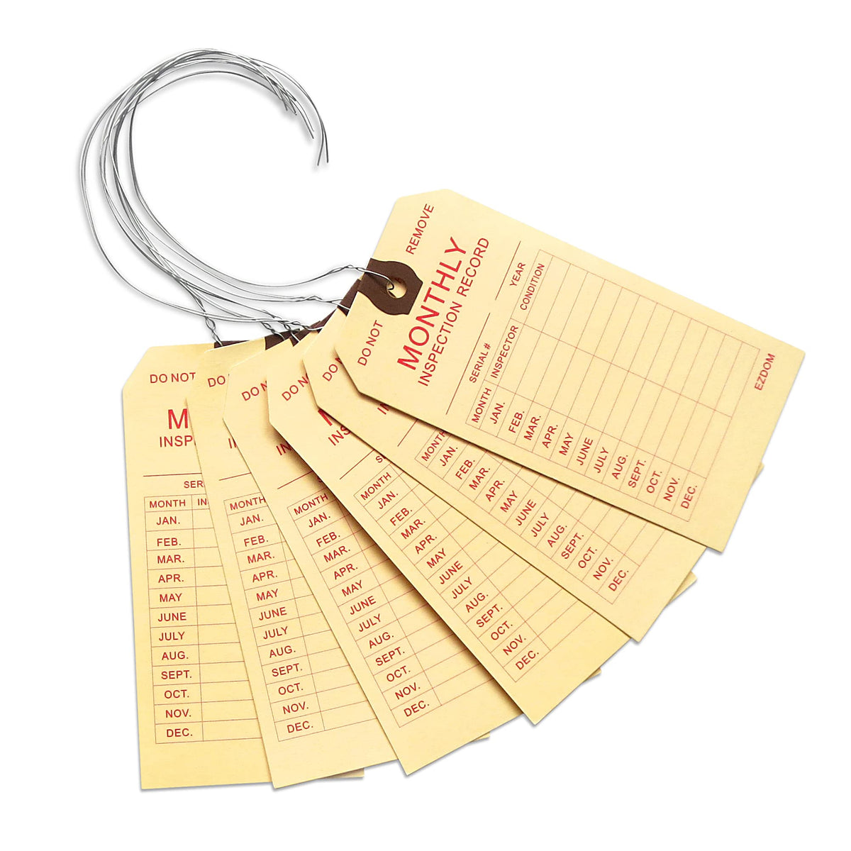 Fire Extinguisher Monthly Inspection Tags, Box of 100