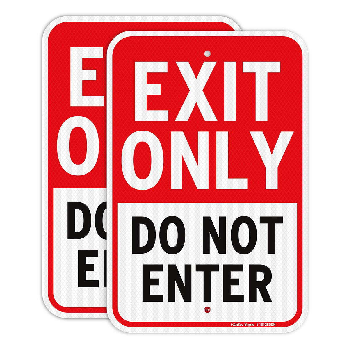 Faittoo Exit Only Do Not Enter Sign, 18 x 12 Inches Engineer Grade Reflective Aluminum Sign, UV Protected, Weather/Fade Resistant, Easy to Install and Read, Indoor/Outdoor Use (2 Pack) Red and Black on White-2 Pack