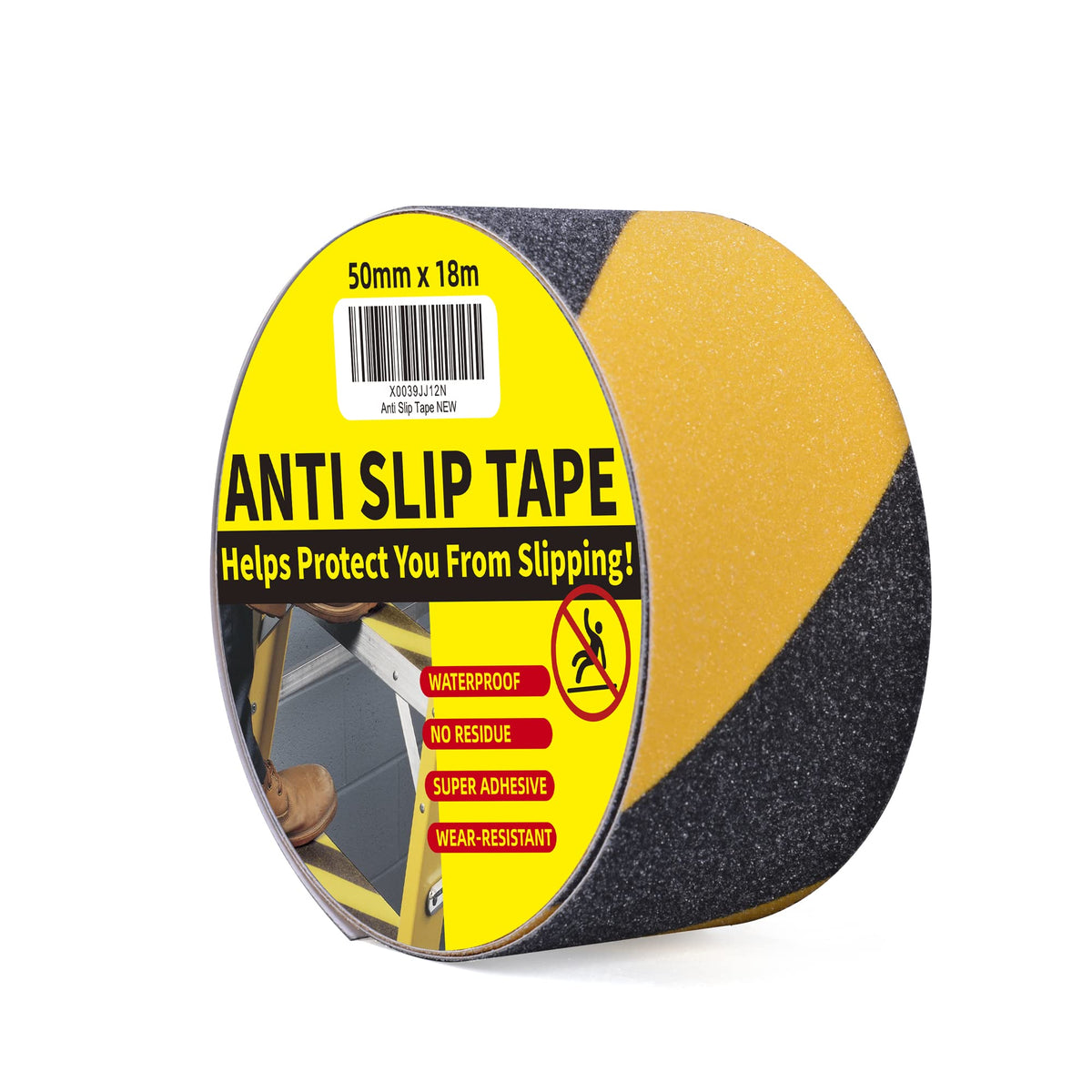 TAPEBEAR Safety Tape, 2inch x 60feet, Black/Yellow, Anti-Slip Adhesive Tape for Indoor Outdoor Steps Stairs, Waterproof, Strong Grip, Compatible with Plastic, Wood, Ceramic, Glass, Metal 2in x 60feet Yellow&Black 1